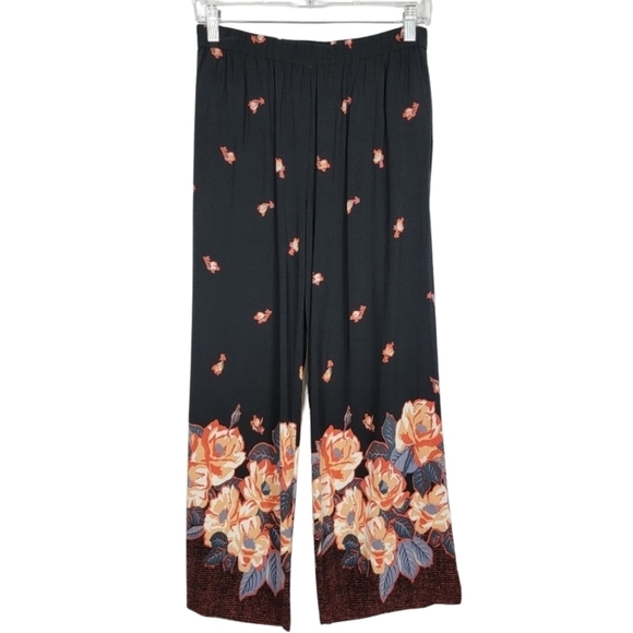 Anthropologie Pants - Anthropologie Ett Twa Black Floral Cropped Wide Leg Pants Womens Size XS Petite